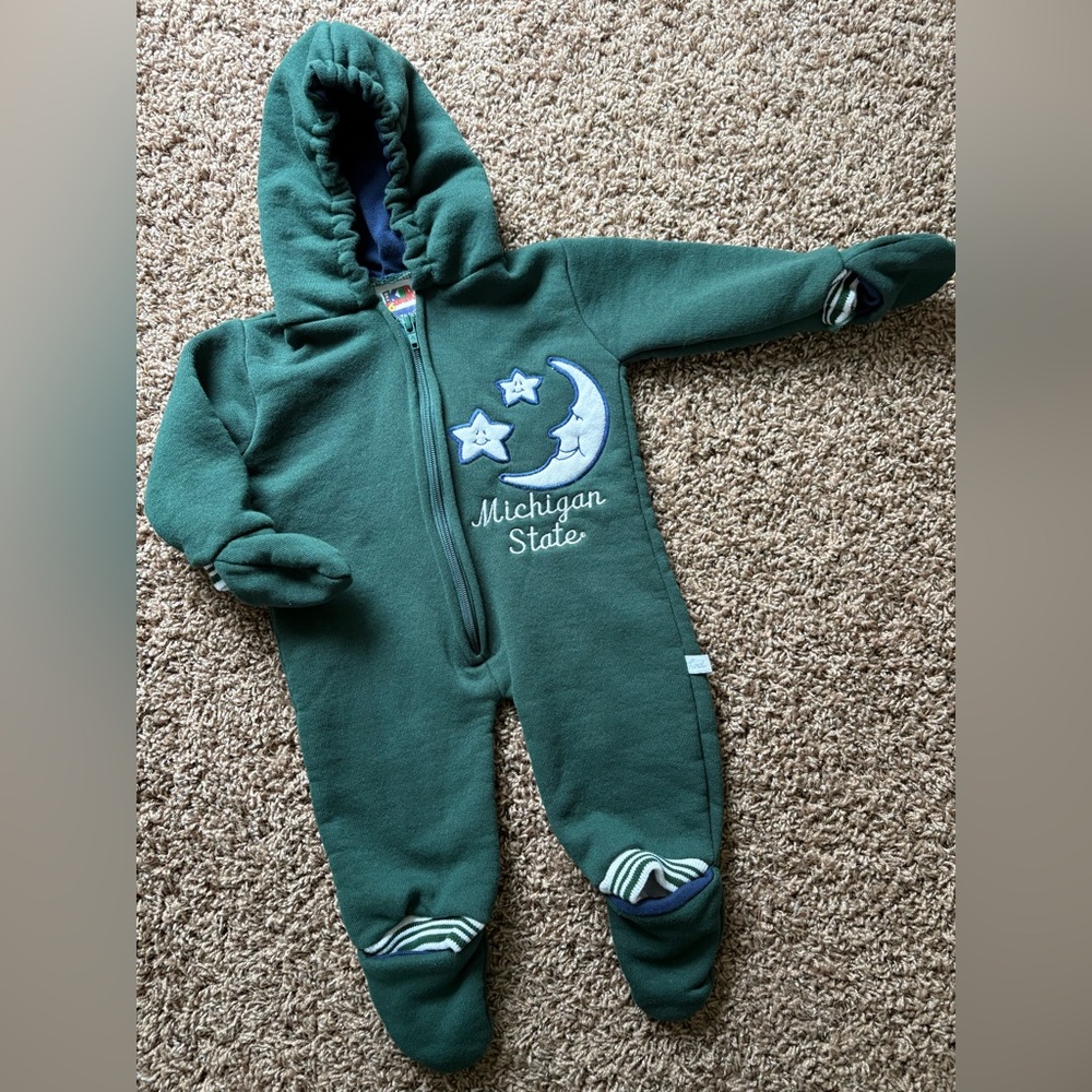 Vintage VTG Michigan State Baby Sleeper Outfit By Third Street Sportswear 6 Mos